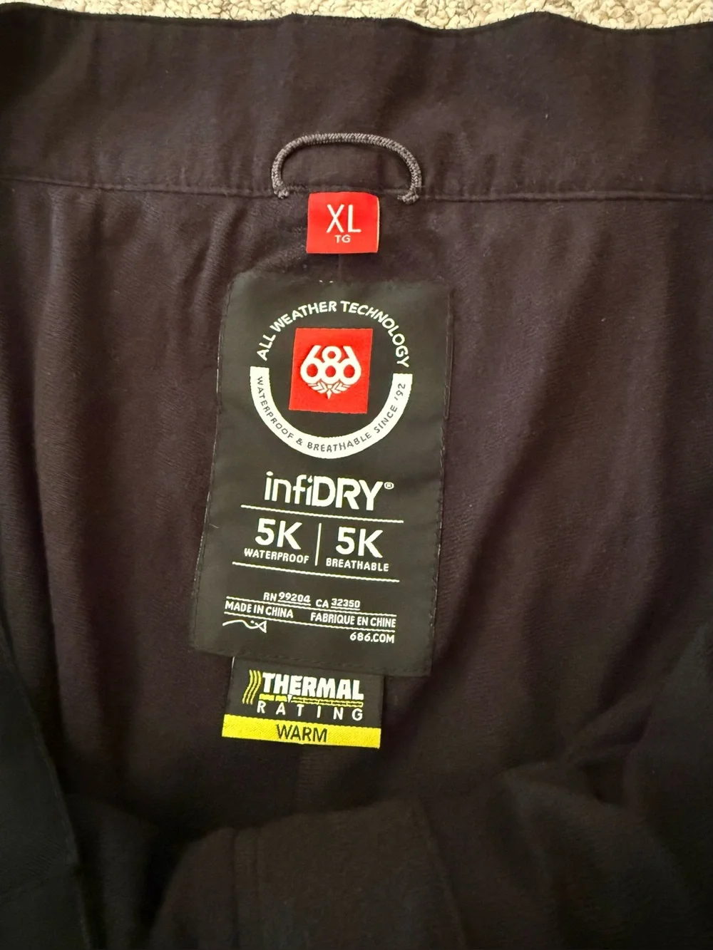 686 InfiDRY Ski/Snowboard  Shell Thermal Pants Black Sz XL.